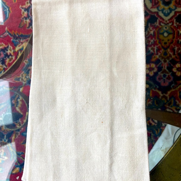 Pastel blue s d pink cross stitch embroidered fingertip towel linen 1960s. - Picture 3 of 6